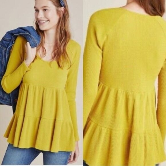 Maeve Anthropologie Thermal Top Tiered size‎ Medium - Picture 1 of 9